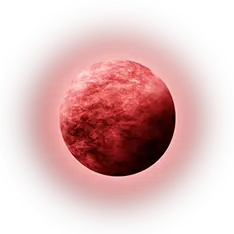 Red planet with glowing atmosphere