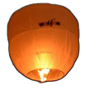 Glowing sky lantern in darkness